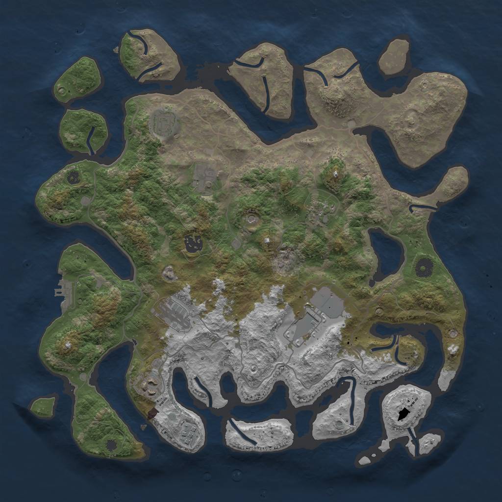 Rust Map: Procedural Map, Size: 4000, Seed: 321, 12 Monuments