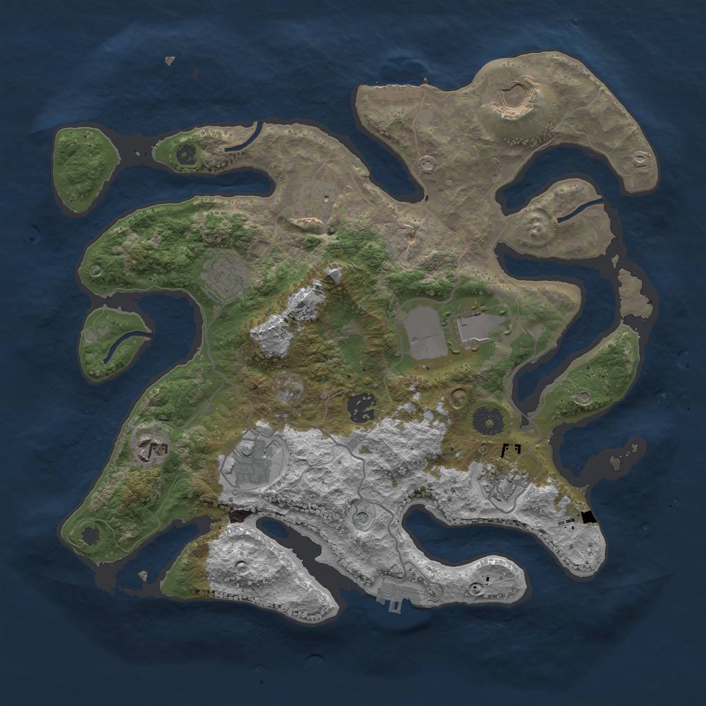 Rust Map: Procedural Map, Size: 3500, Seed: 16645, 13 Monuments