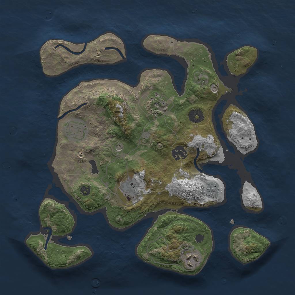 Rust Map: Procedural Map, Size: 3000, Seed: 762222373, 9 Monuments