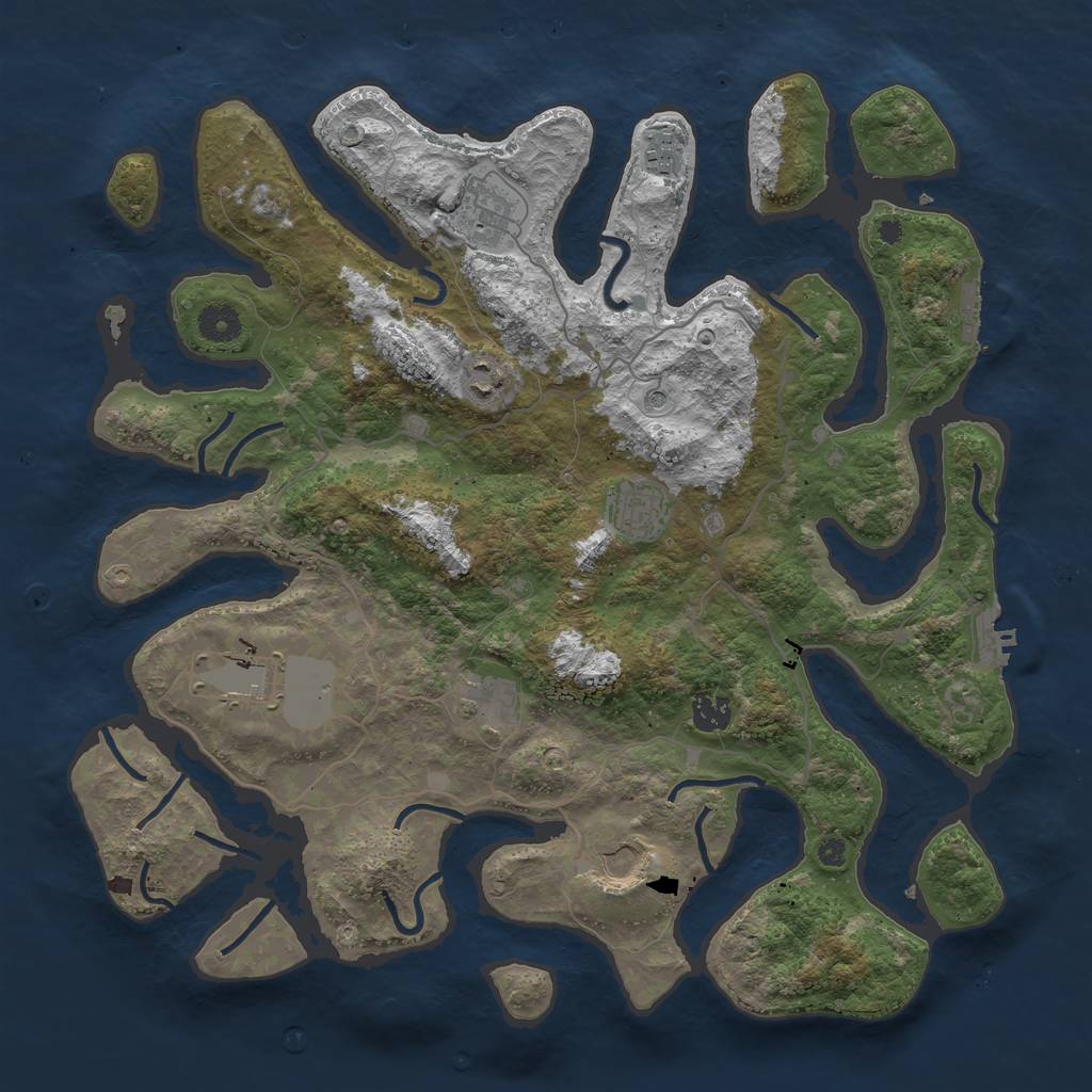 Rust Map: Procedural Map, Size: 4000, Seed: 20180814, 13 Monuments