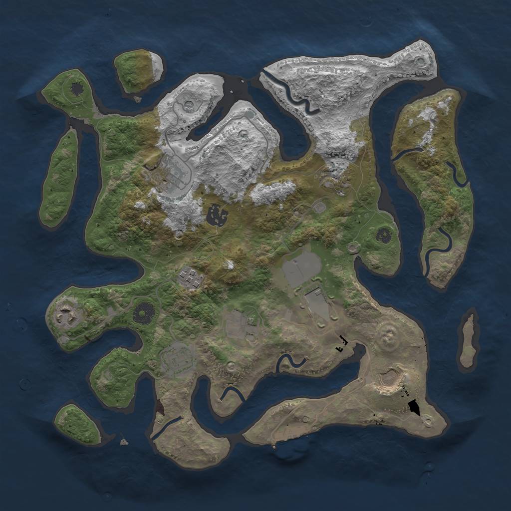 Rust Map: Procedural Map, Size: 3500, Seed: 752789, 13 Monuments