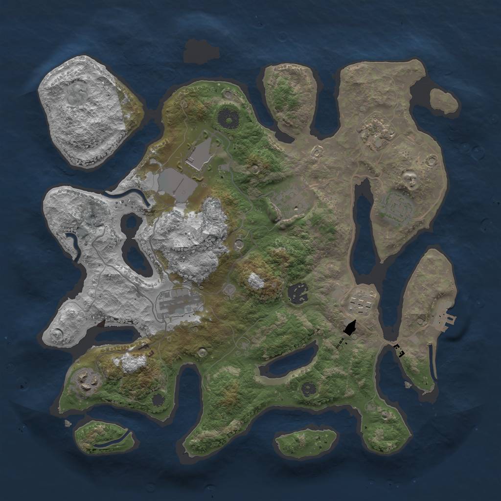 Rust Map: Procedural Map, Size: 3500, Seed: 1397845440, 12 Monuments