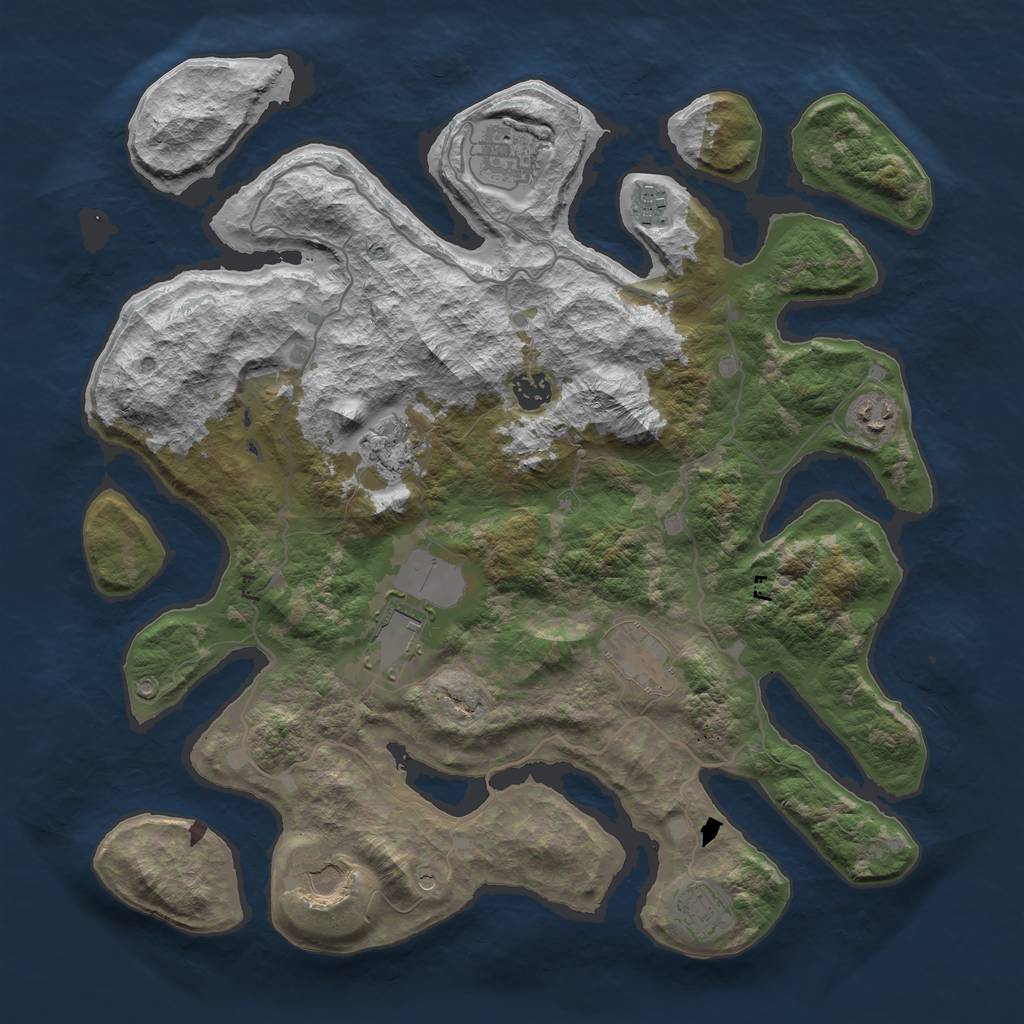 Rust Map: Barren, Size: 4000, Seed: 256178448, 12 Monuments