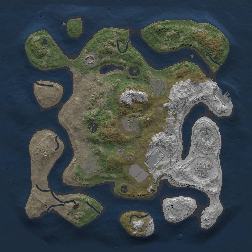 Rust Map: Procedural Map, Size: 3500, Seed: 688109, 12 Monuments