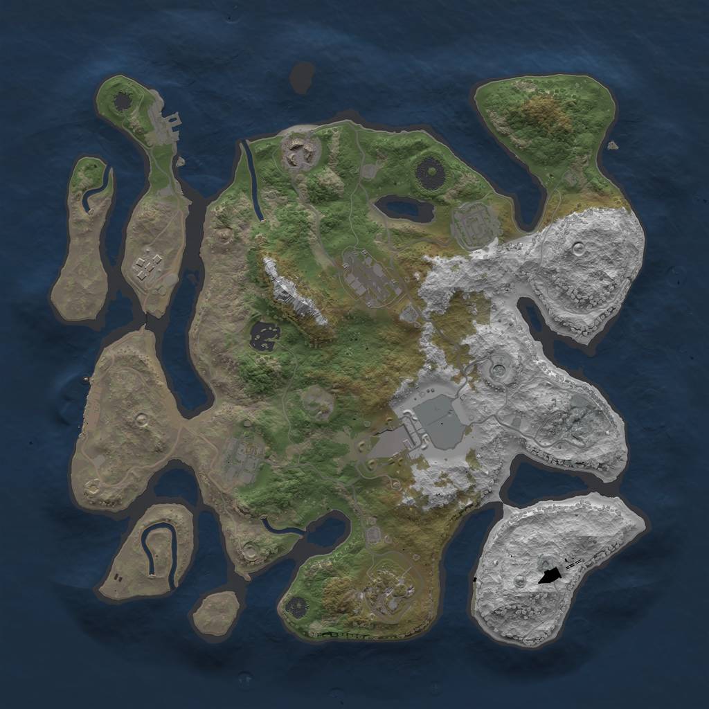 Rust Map: Procedural Map, Size: 3500, Seed: 1927053491, 13 Monuments