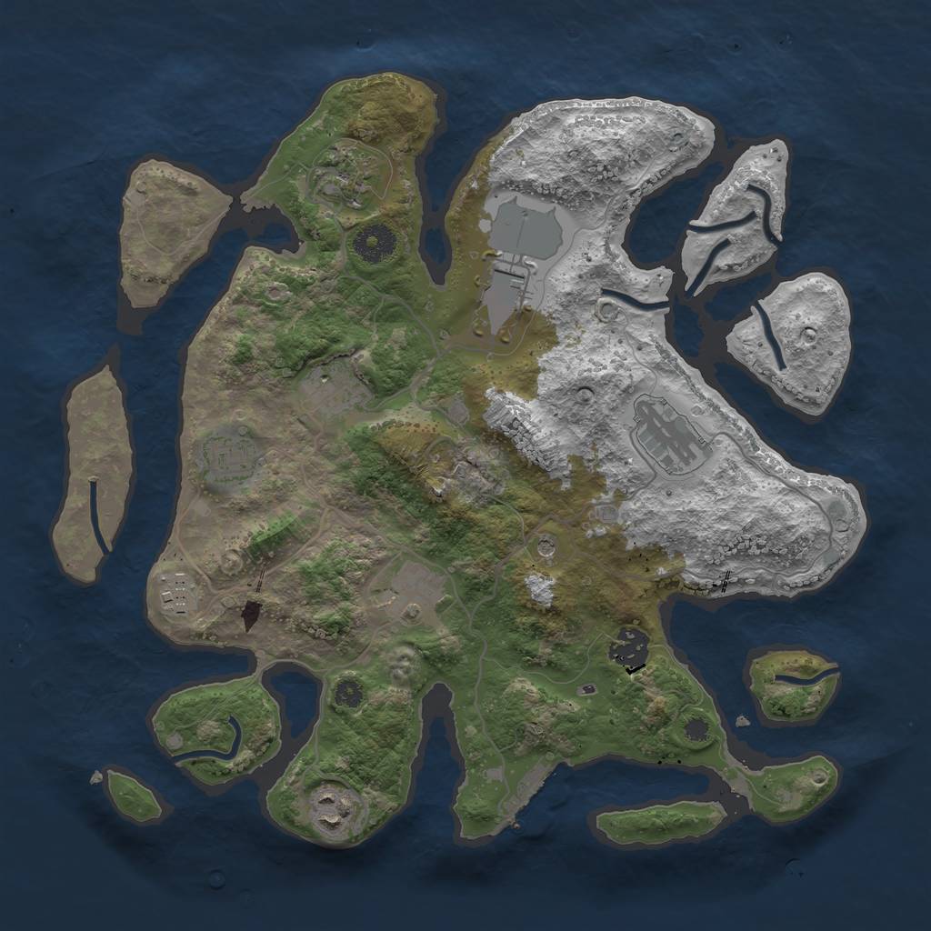 Rust Map: Procedural Map, Size: 3500, Seed: 774710, 13 Monuments