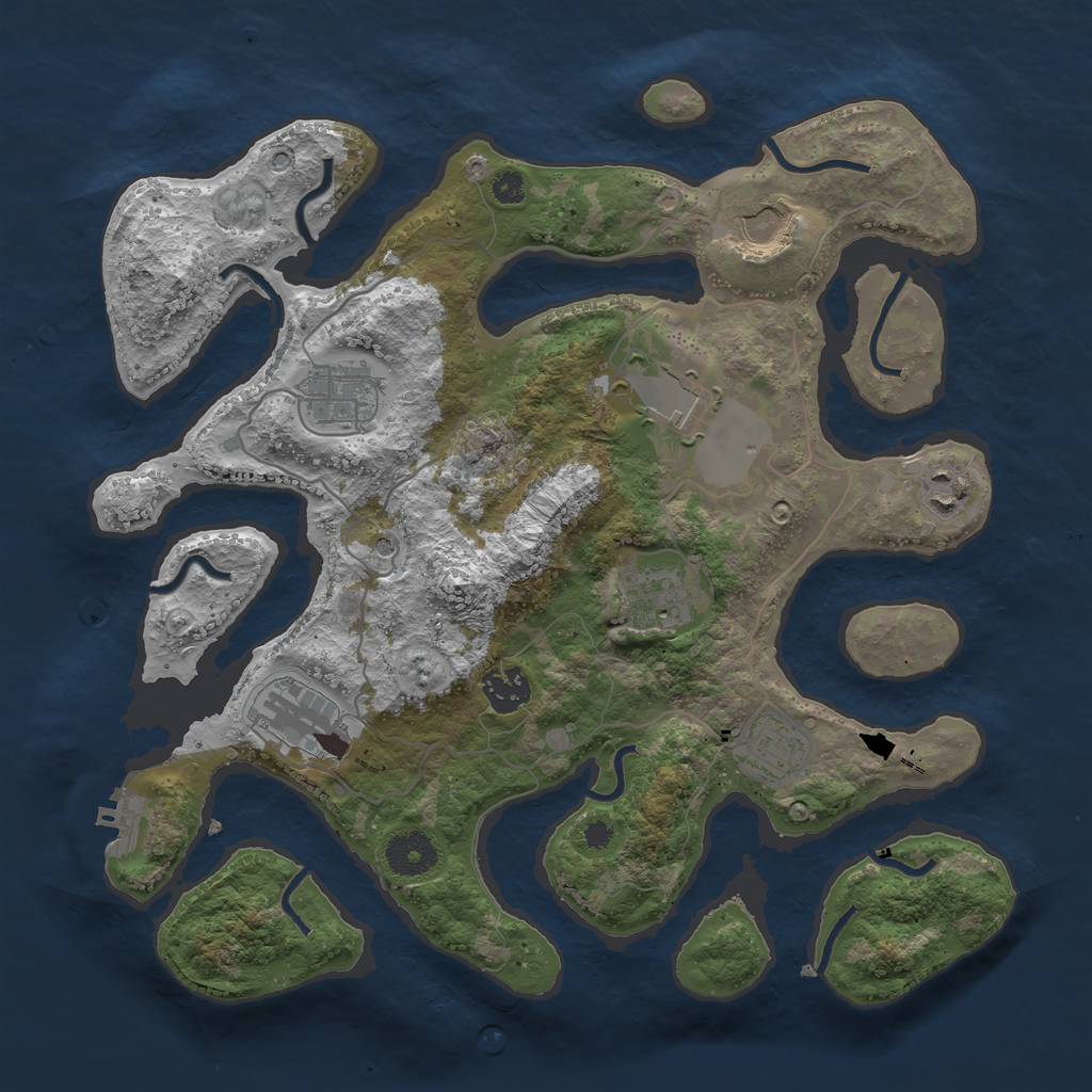 Rust Map: Procedural Map, Size: 3500, Seed: 1829819477, 12 Monuments