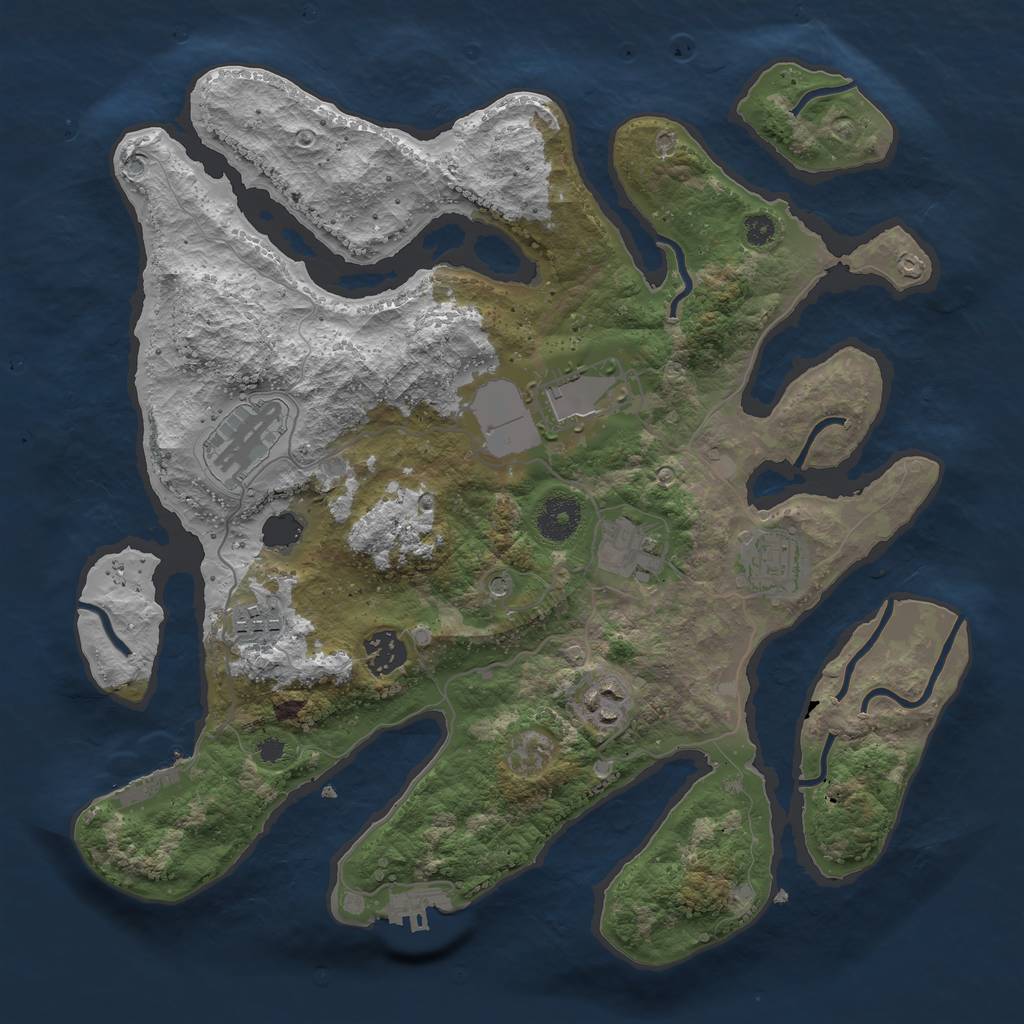 Rust Map: Procedural Map, Size: 3500, Seed: 6679430, 12 Monuments