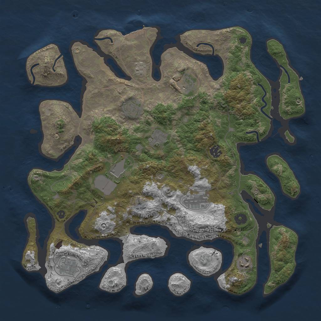 Rust Map: Procedural Map, Size: 4000, Seed: 573506466, 13 Monuments