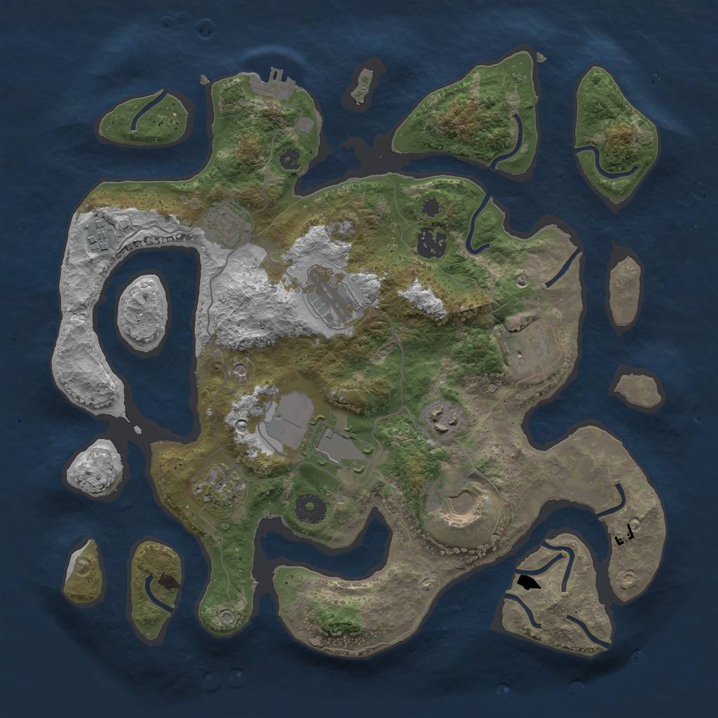 Rust Map: Procedural Map, Size: 3500, Seed: 154809999, 13 Monuments