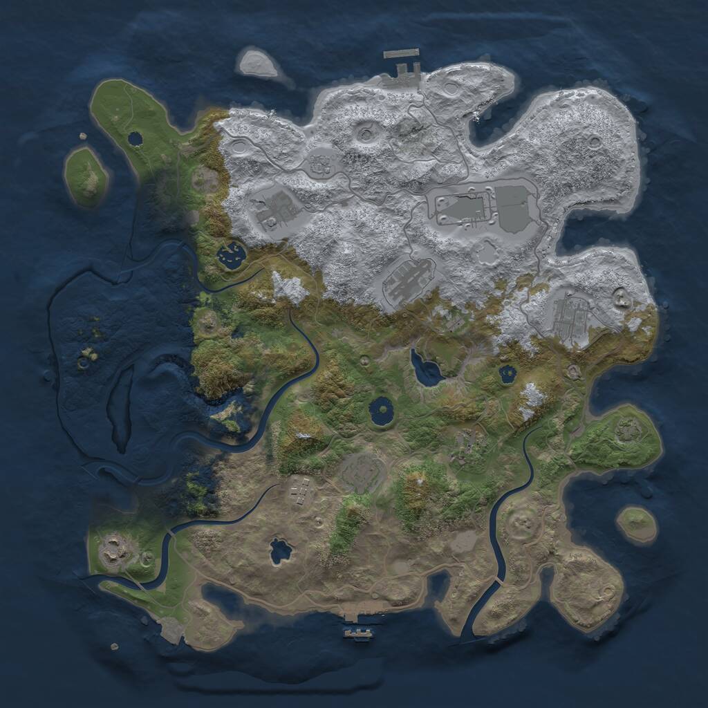 Rust Map: Procedural Map, Size: 4000, Seed: 1218302735, 15 Monuments