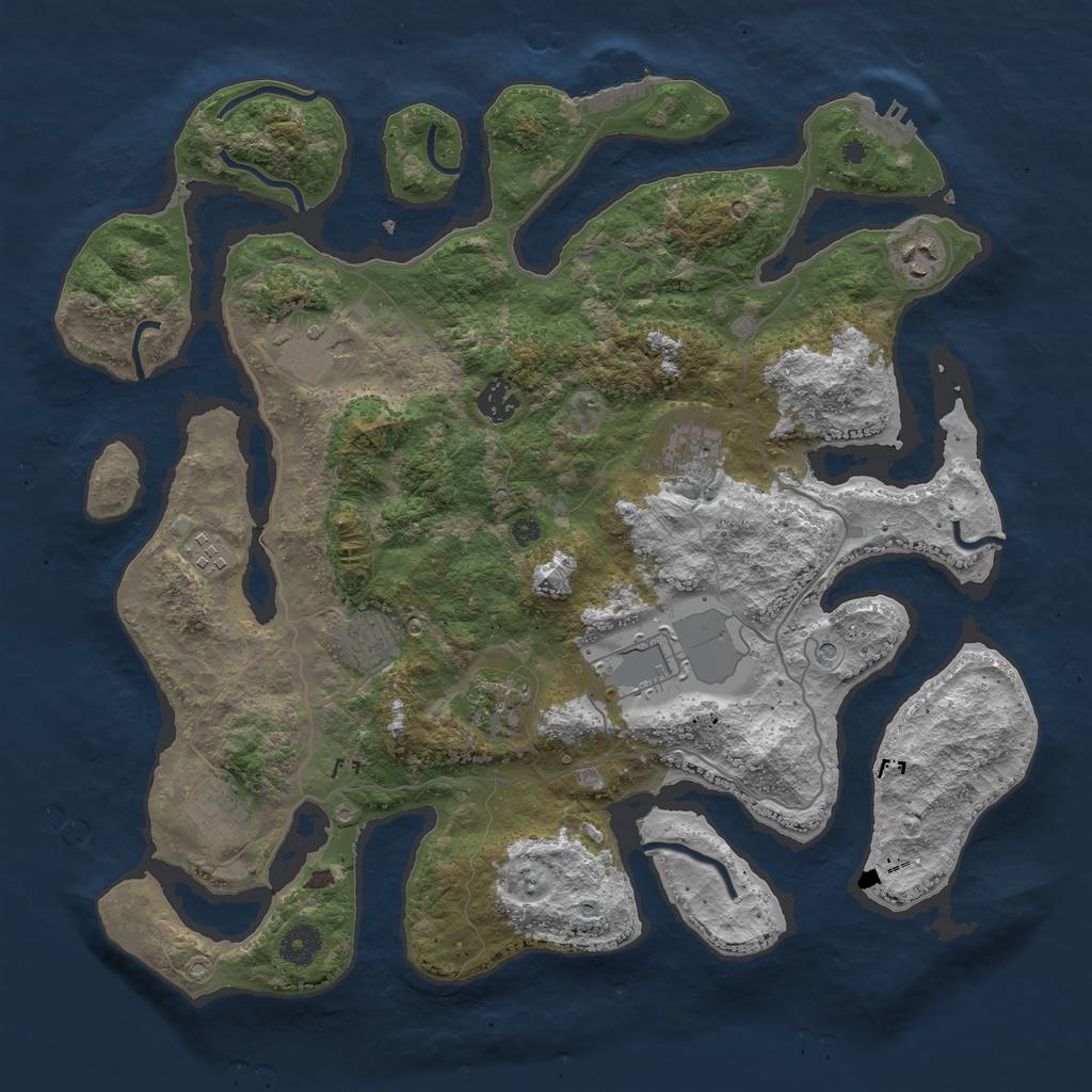 Rust Map: Procedural Map, Size: 4000, Seed: 1315400675, 14 Monuments