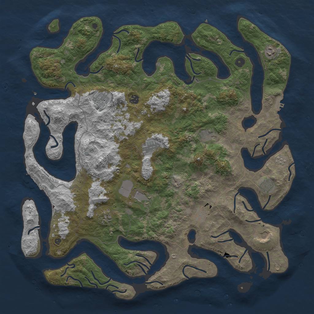 Rust Map: Procedural Map, Size: 5000, Seed: 6257, 16 Monuments