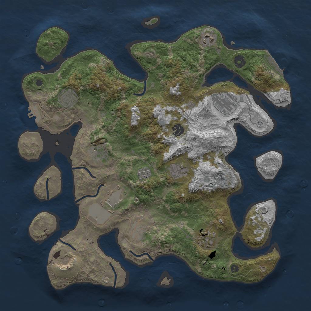 Rust Map: Procedural Map, Size: 3850, Seed: 1127673763, 16 Monuments