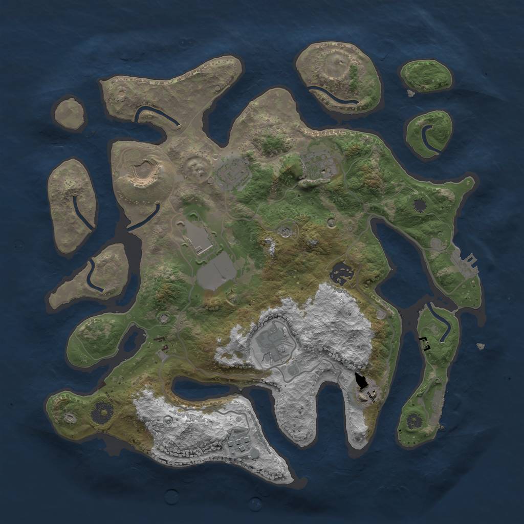 Rust Map: Procedural Map, Size: 3500, Seed: 735769529, 13 Monuments