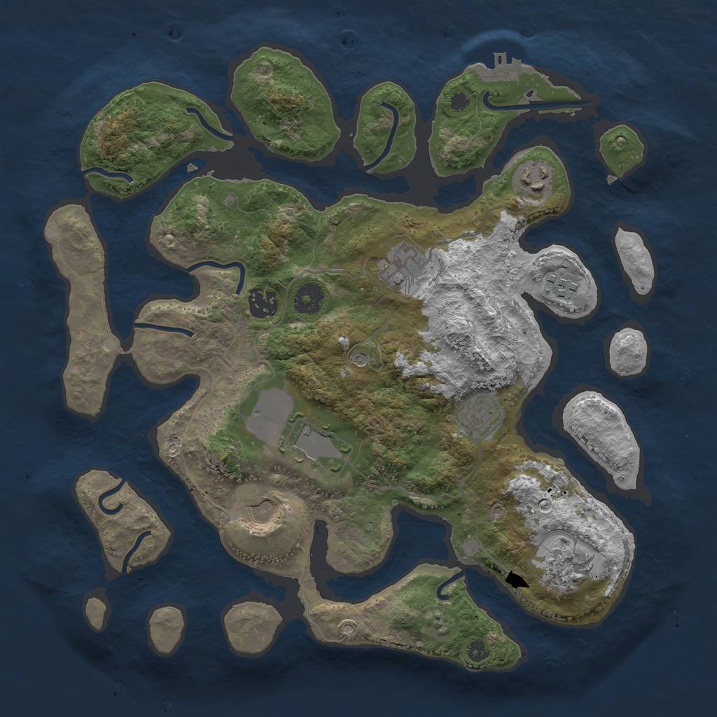 Rust Map: Procedural Map, Size: 3500, Seed: 1140531433, 12 Monuments