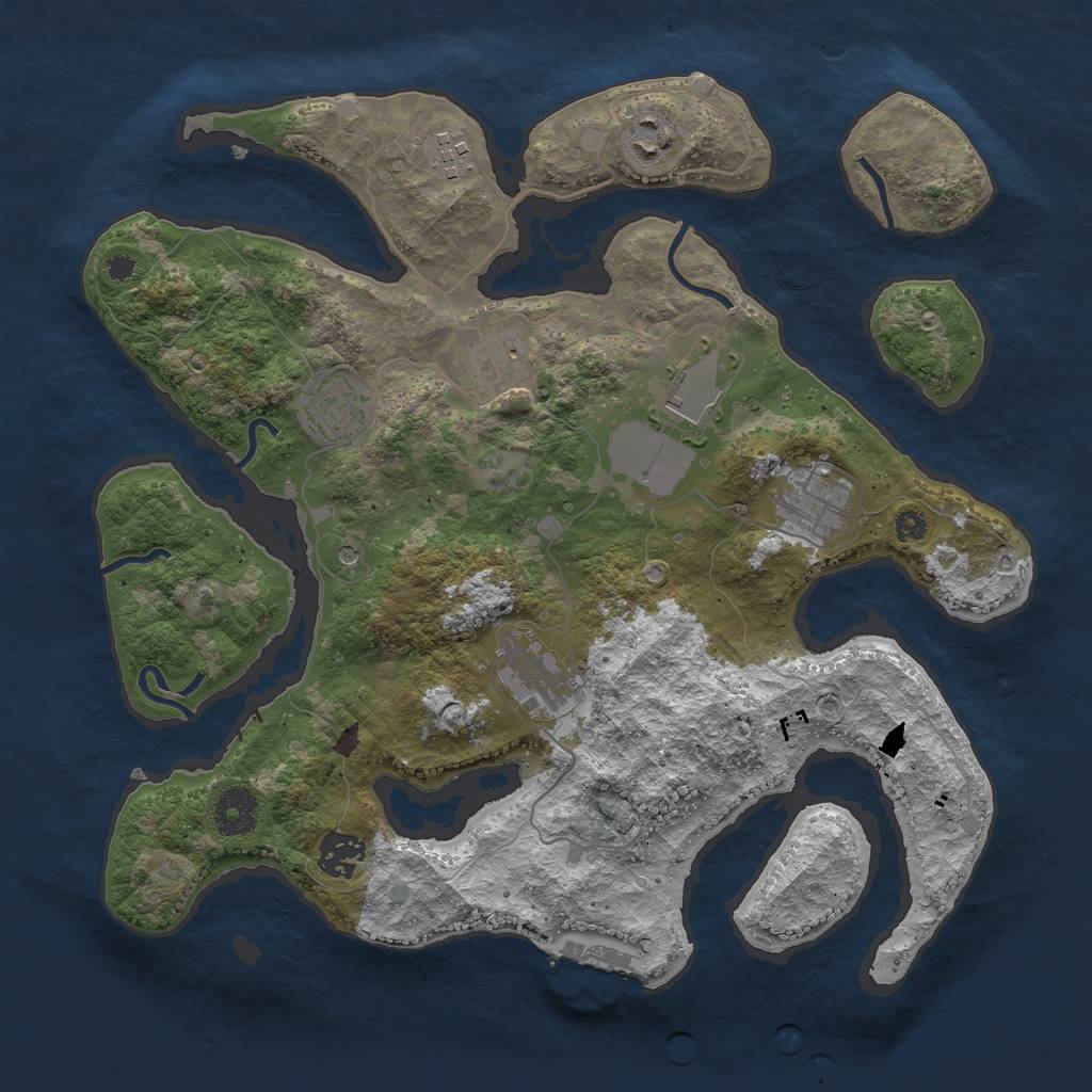 Rust Map: Procedural Map, Size: 3500, Seed: 1857533152, 12 Monuments