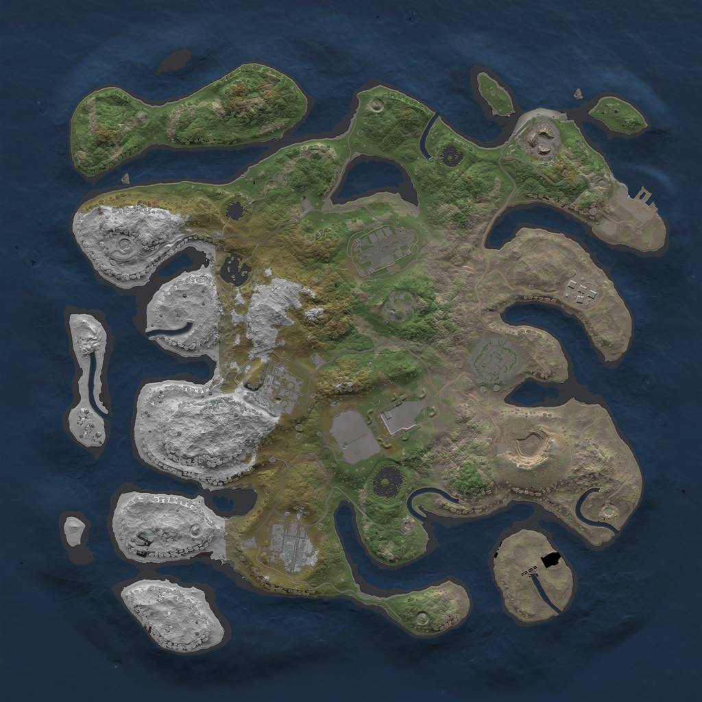 Rust Map: Procedural Map, Size: 3500, Seed: 1993558320, 13 Monuments