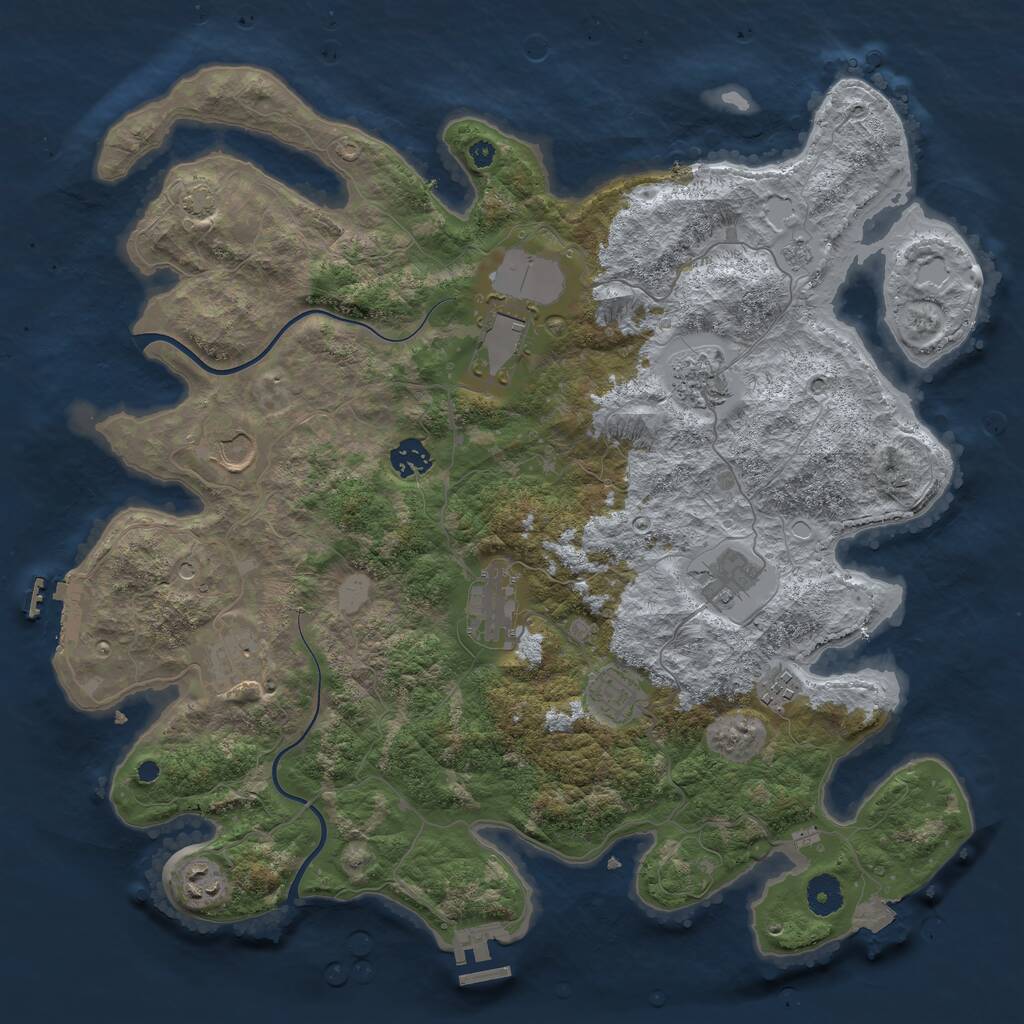 Rust Map: Procedural Map, Size: 3954, Seed: 4885, 16 Monuments