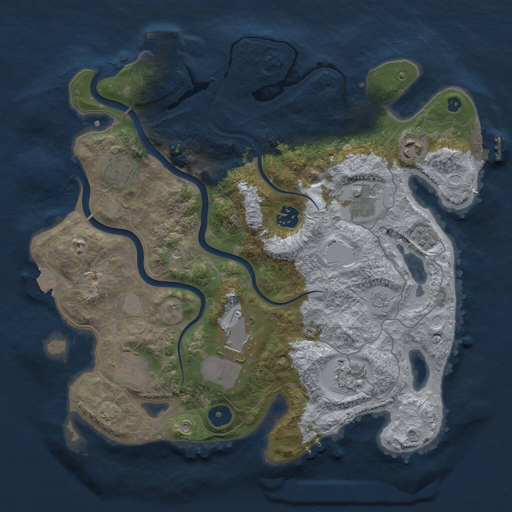Rust Map: Procedural Map, Size: 3500, Seed: 799065, 14 Monuments