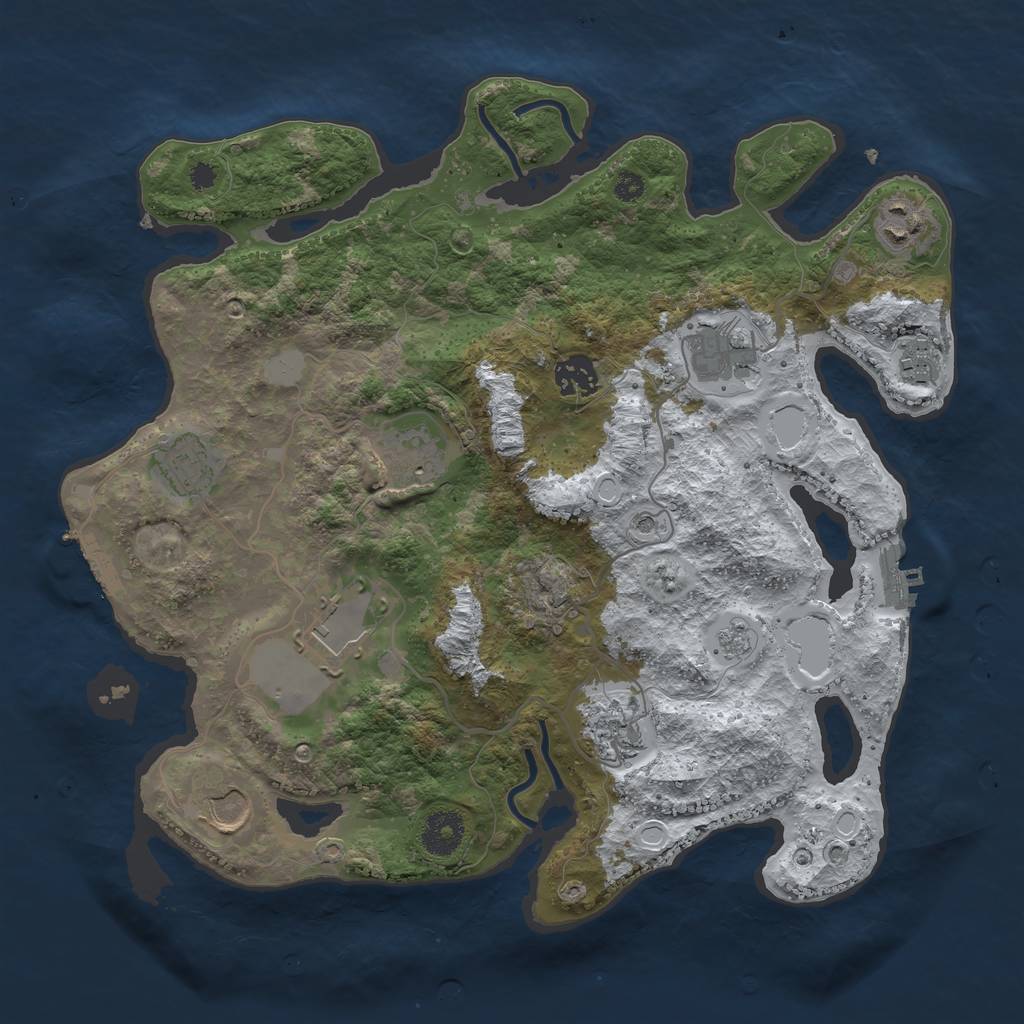 Rust Map: Procedural Map, Size: 3500, Seed: 799065, 18 Monuments