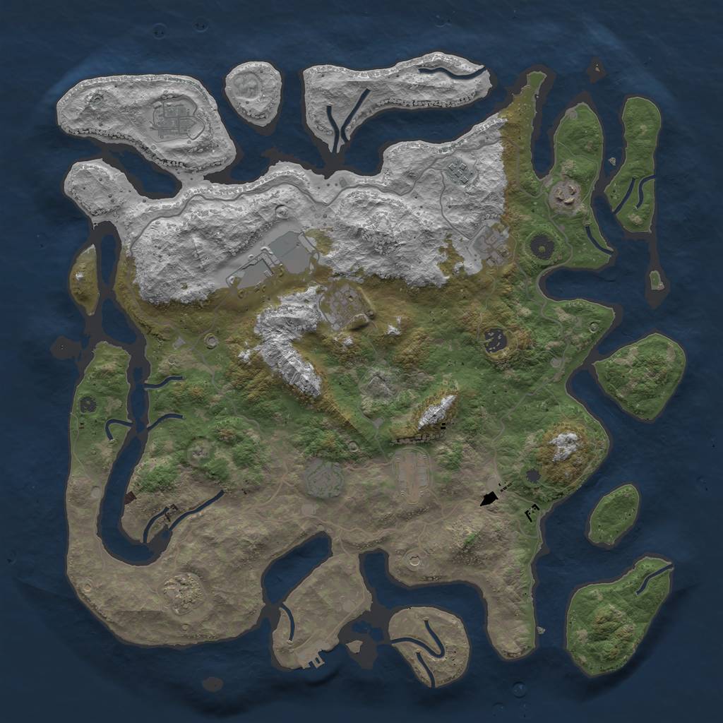 Rust Map: Procedural Map, Size: 4500, Seed: 333333333, 14 Monuments