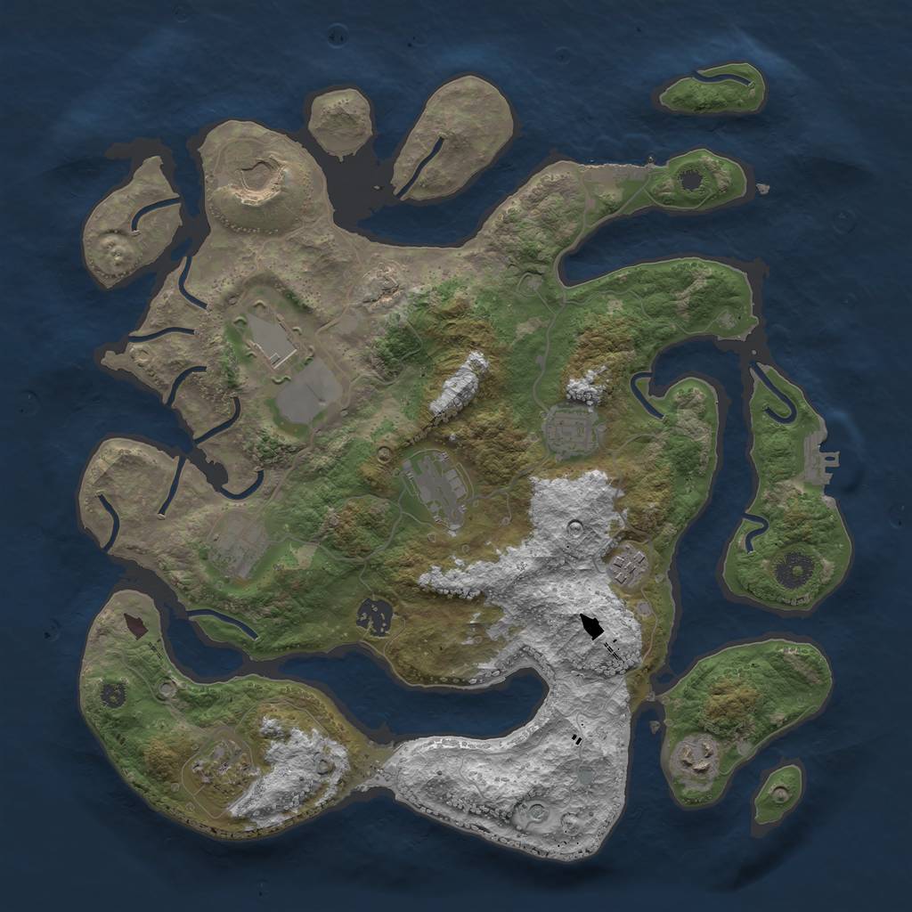 Rust Map: Procedural Map, Size: 3700, Seed: 519796836, 14 Monuments