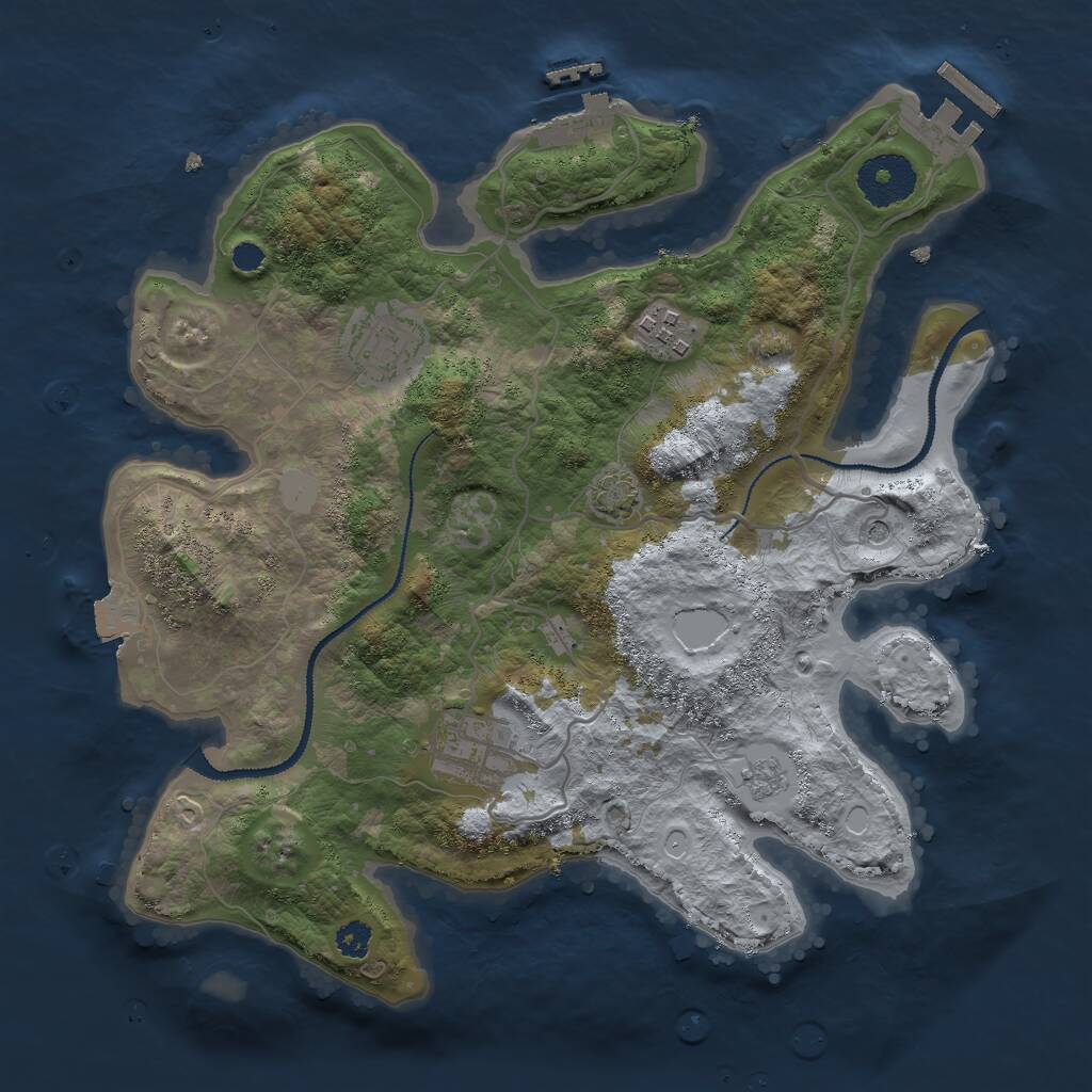 Rust Map: Procedural Map, Size: 3000, Seed: 942315, 9 Monuments