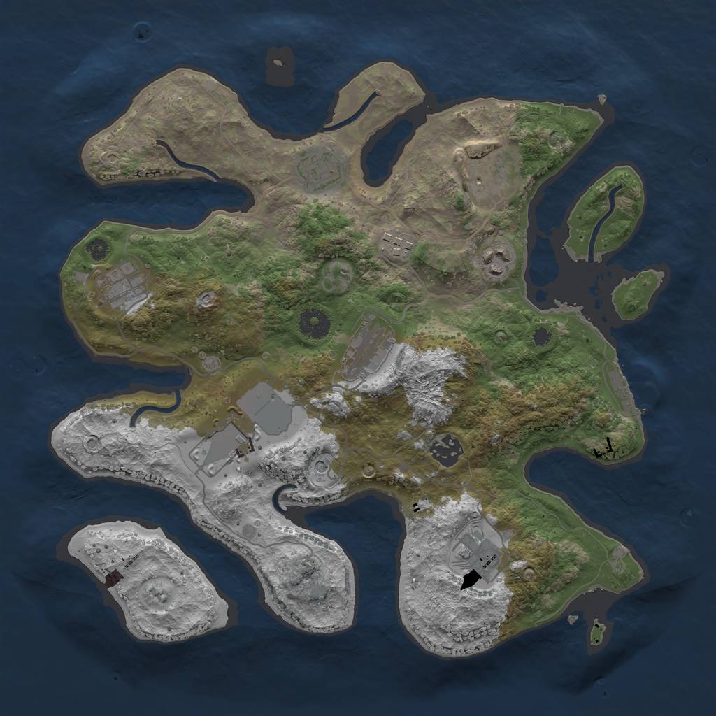 Rust Map: Procedural Map, Size: 3500, Seed: 5878155, 13 Monuments