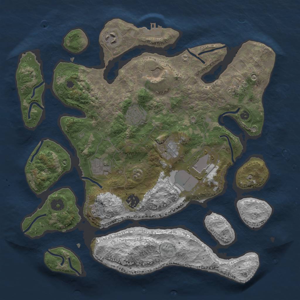 Rust Map: Procedural Map, Size: 3500, Seed: 1106488243, 12 Monuments