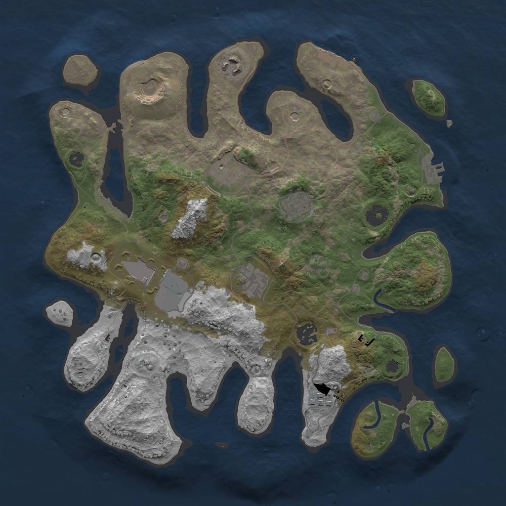 Rust Map: Procedural Map, Size: 3500, Seed: 1967326828, 13 Monuments