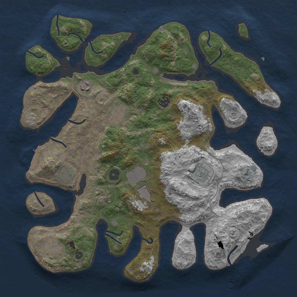 Rust Map: Procedural Map, Size: 4000, Seed: 246704, 13 Monuments