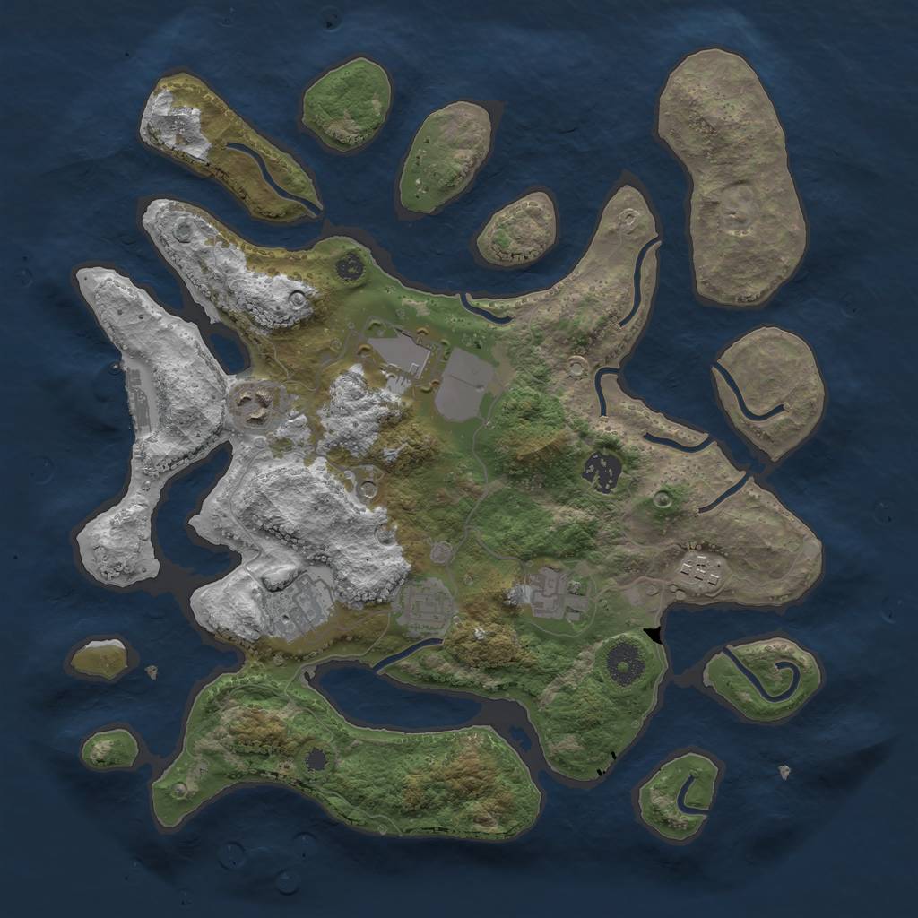 Rust Map: Procedural Map, Size: 3500, Seed: 257921, 11 Monuments