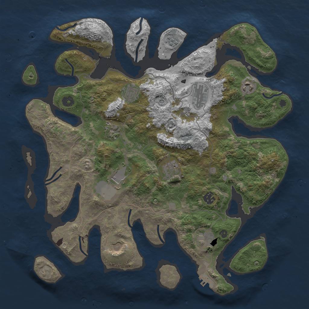 Rust Map: Procedural Map, Size: 4000, Seed: 2028945497, 14 Monuments