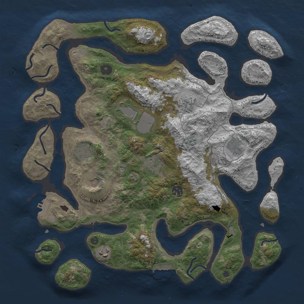 Rust Map: Procedural Map, Size: 4000, Seed: 928624422, 14 Monuments