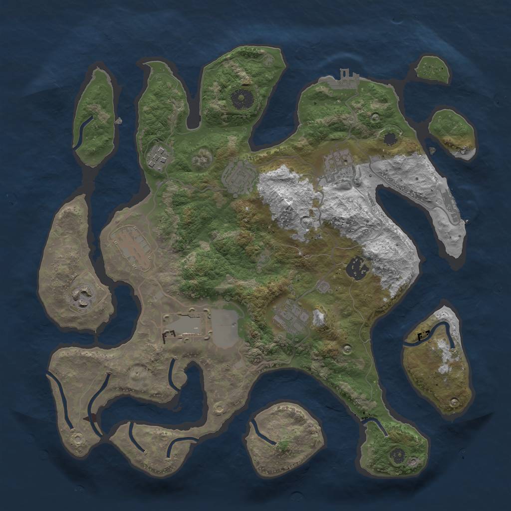 Rust Map: Procedural Map, Size: 3500, Seed: 859502, 12 Monuments