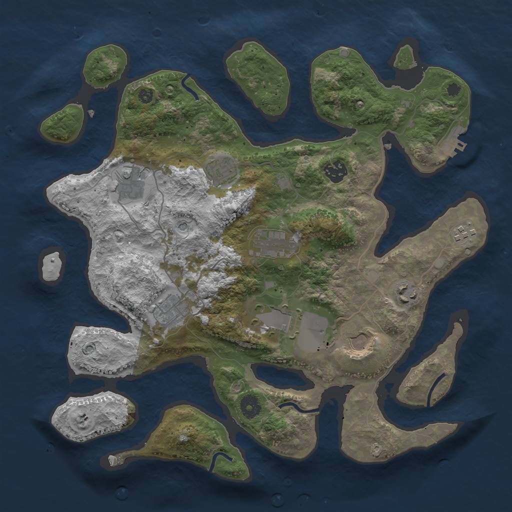 Rust Map: Procedural Map, Size: 3500, Seed: 32121, 13 Monuments