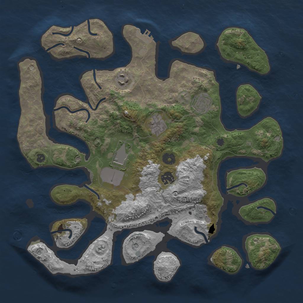 Rust Map: Procedural Map, Size: 3550, Seed: 1185, 10 Monuments