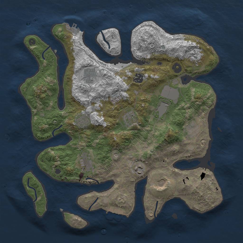 Rust Map: Procedural Map, Size: 3700, Seed: 1365995477, 16 Monuments