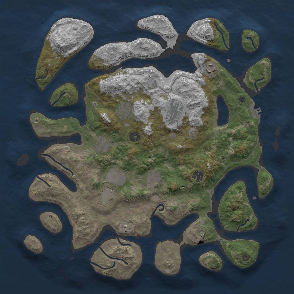 Rust Map: Procedural Map, Size: 4000, Seed: 21214747, 12 Monuments