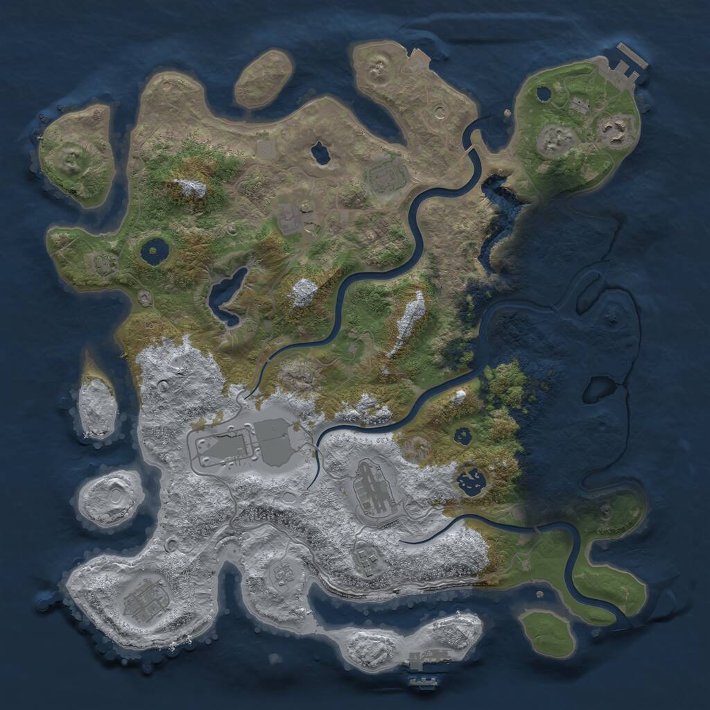 Rust Map: Procedural Map, Size: 4000, Seed: 849040590, 14 Monuments