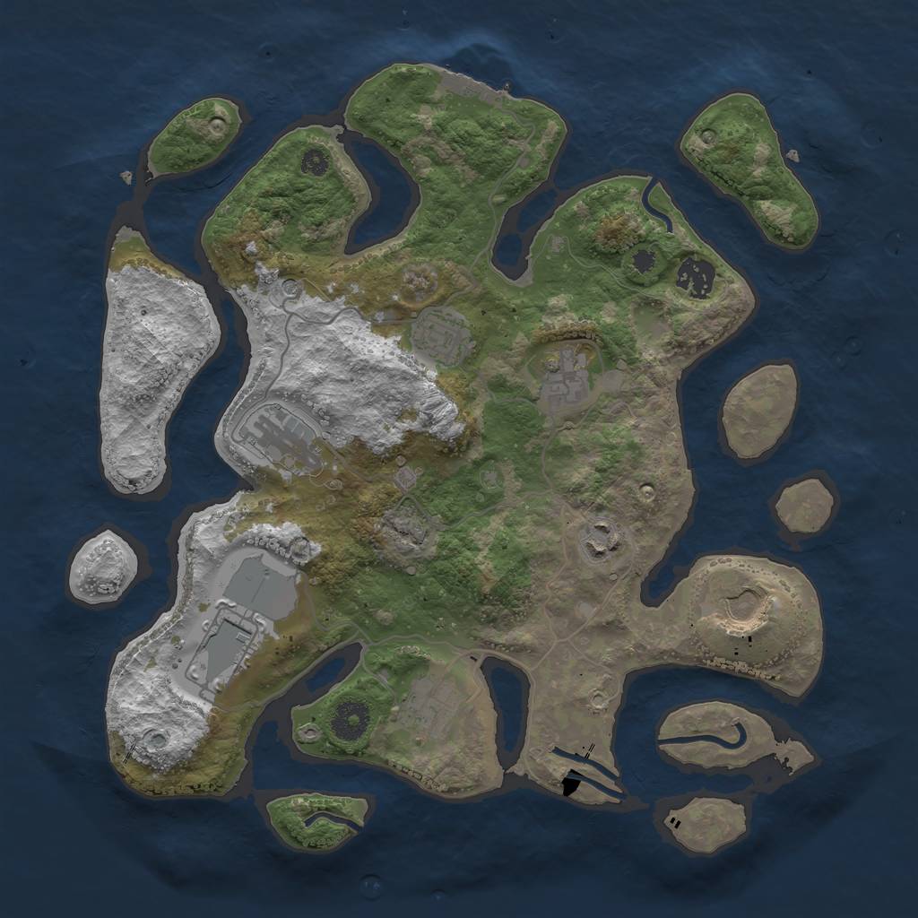Rust Map: Procedural Map, Size: 3500, Seed: 1460744671, 12 Monuments