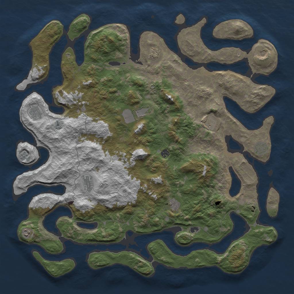 Rust Map: Barren, Size: 5500, Seed: 739205, 14 Monuments