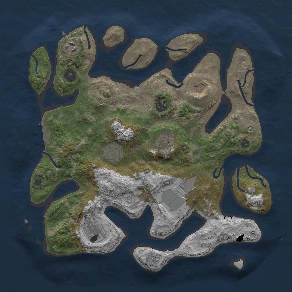 Rust Map: Procedural Map, Size: 3500, Seed: 641654, 12 Monuments