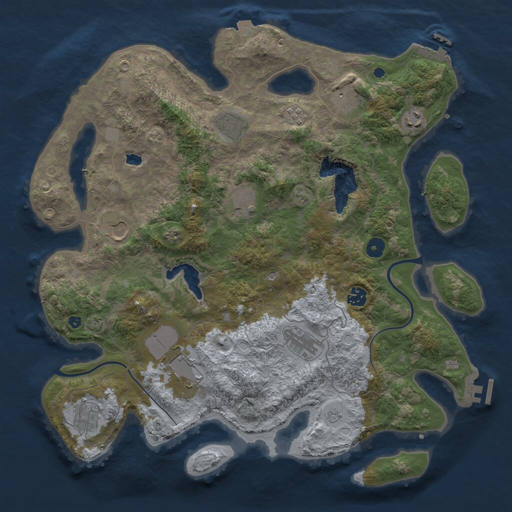 Rust Map: Procedural Map, Size: 4000, Seed: 137364630, 16 Monuments