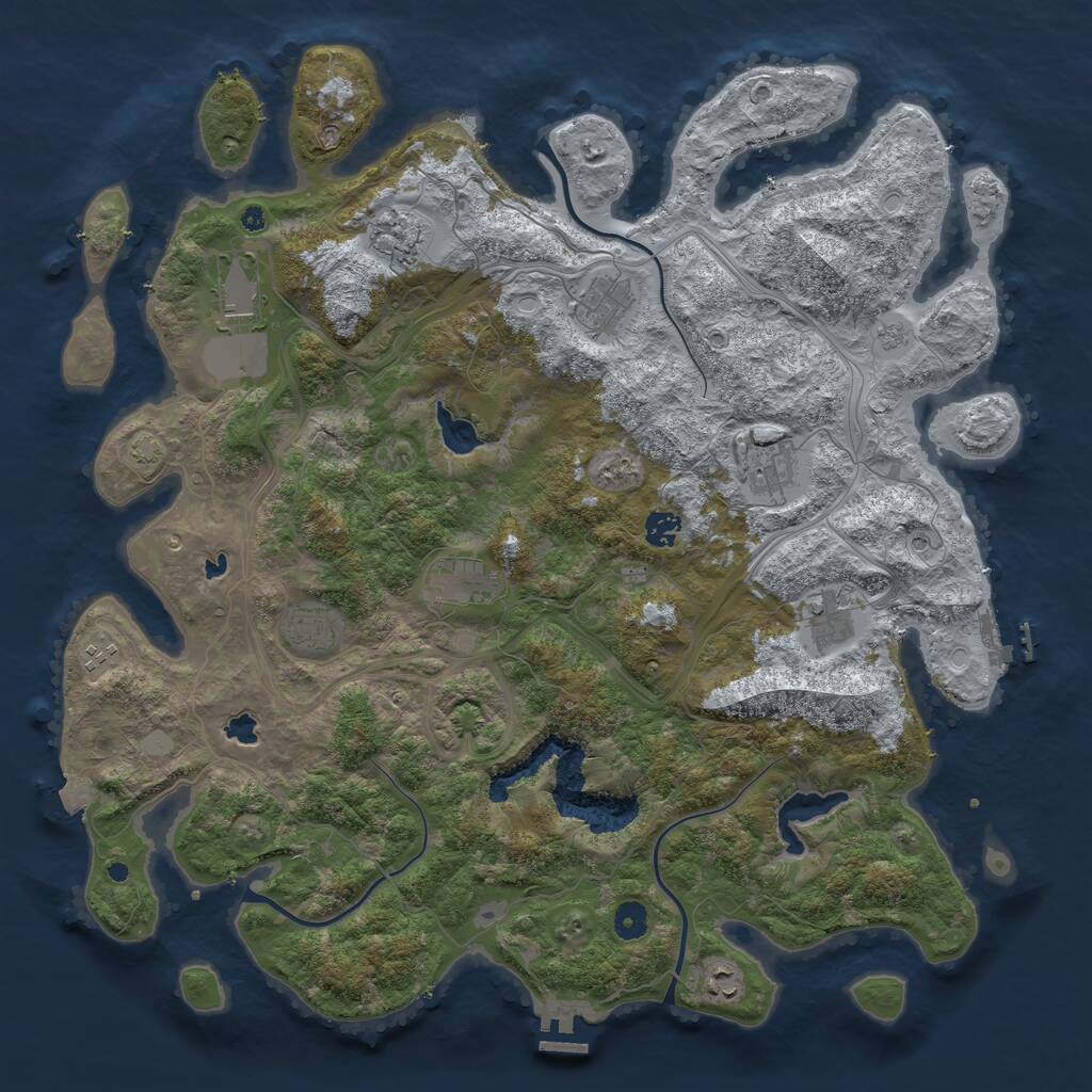 Rust Map: Procedural Map, Size: 4500, Seed: 317702317, 16 Monuments