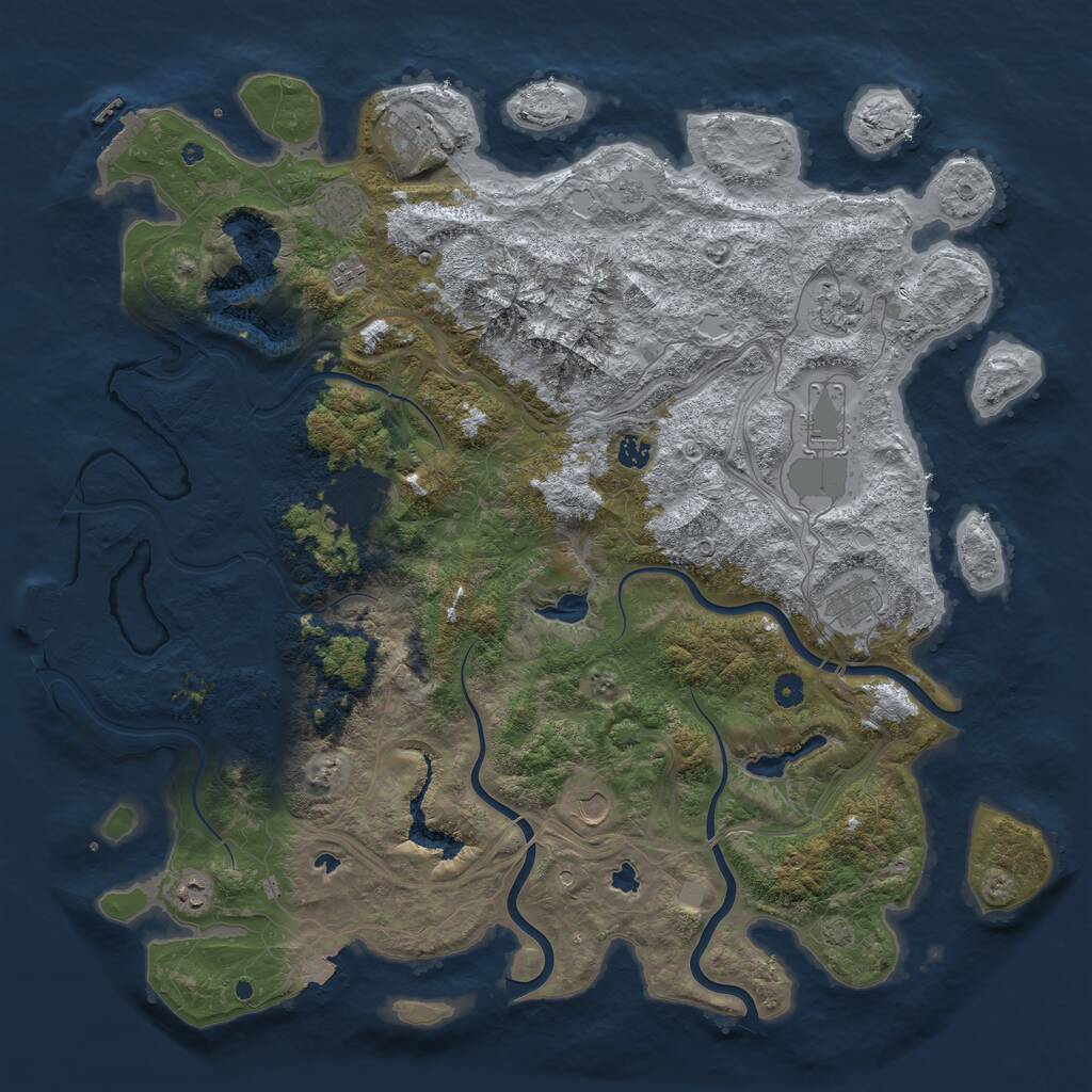 Rust Map: Procedural Map, Size: 5000, Seed: 827503825, 16 Monuments