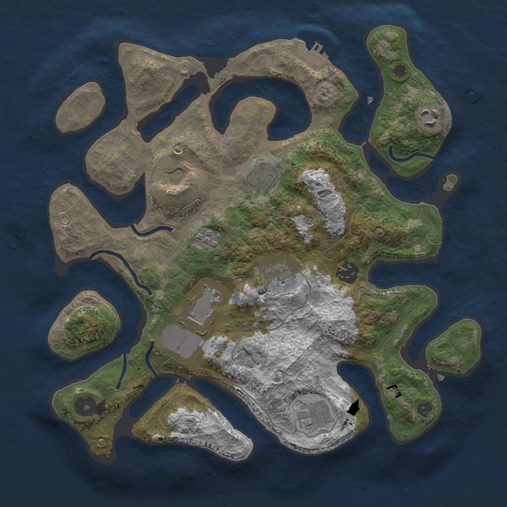 Rust Map: Procedural Map, Size: 3500, Seed: 1508221144, 12 Monuments