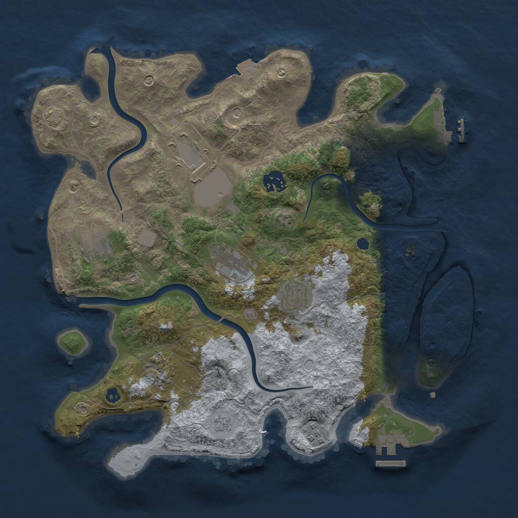 Rust Map: Procedural Map, Size: 3500, Seed: 1122429098, 13 Monuments