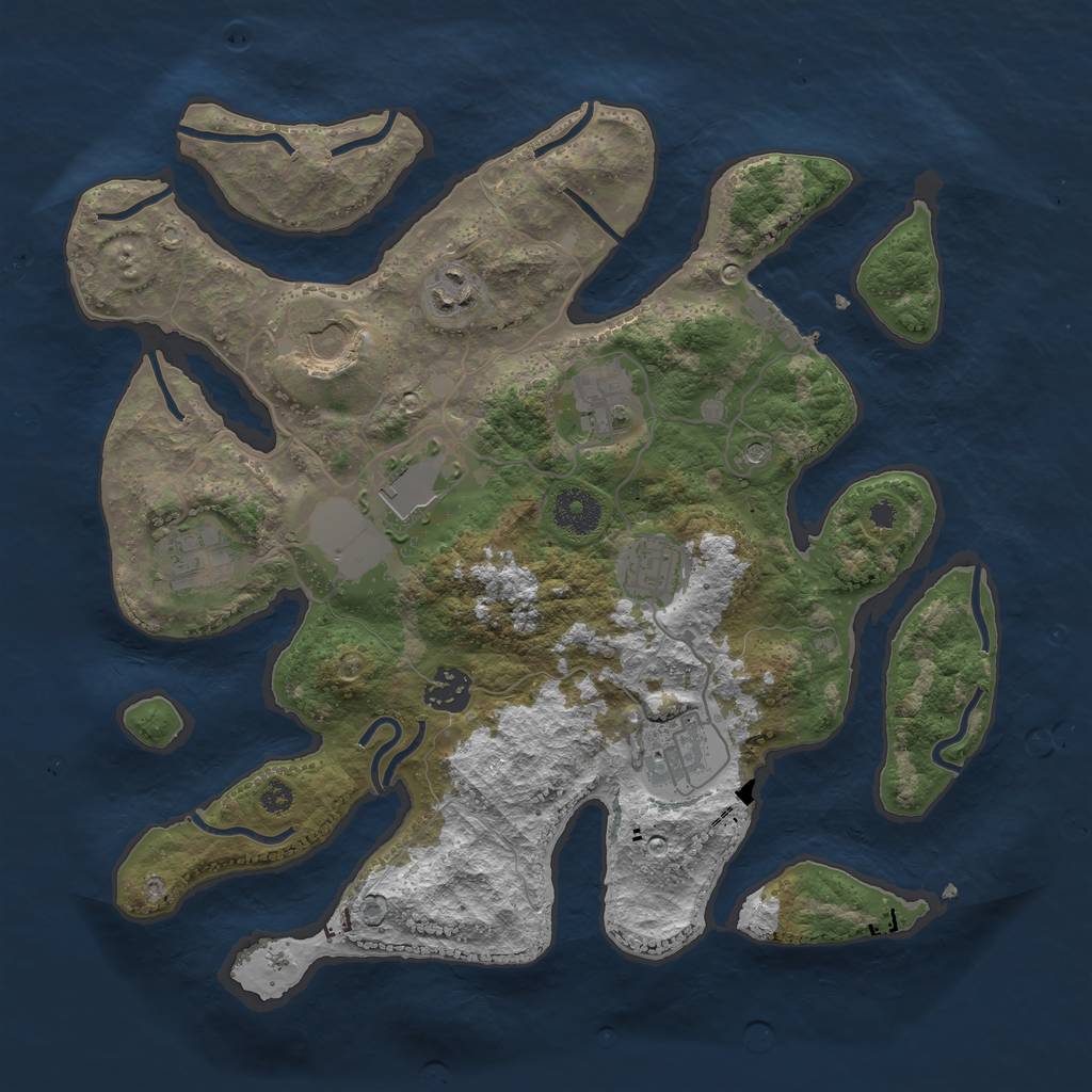 Rust Map: Procedural Map, Size: 3500, Seed: 1122429098, 12 Monuments